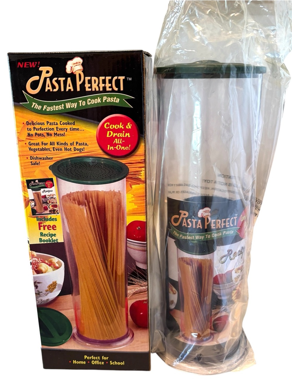 New Pasta Perfect Cooker - Cook and Drain All In One -w/ Recipe Booklet- NIB